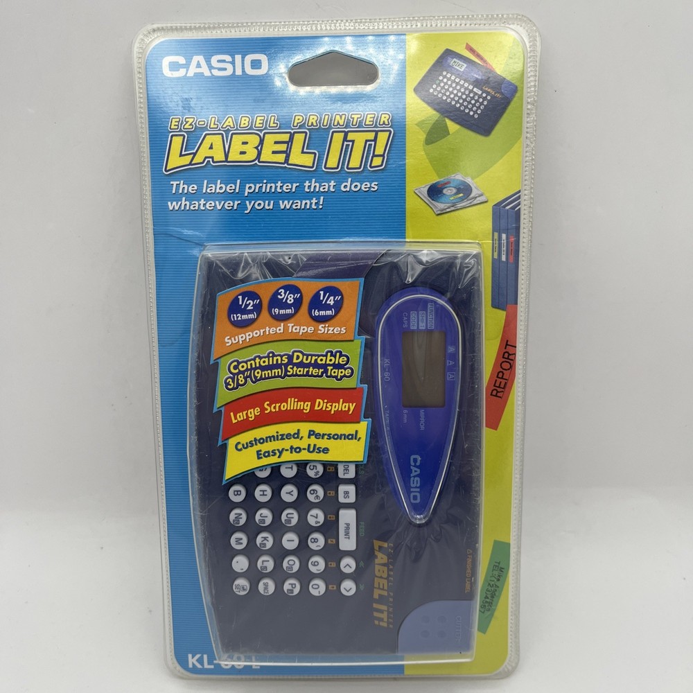 Casio LABEL IT! EZ-Label Printer Model KL-60-L Compact Label System New Sealed