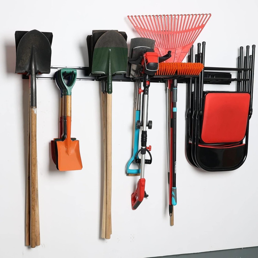 Wallmaster Garage Storage Organization Wall Mount, 12Hook+6Panel, Black