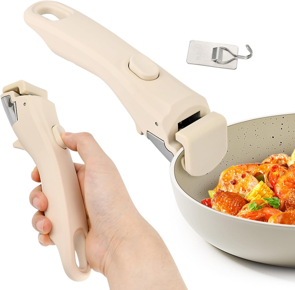 Beige Universal Removable Pot Handle for All Cookware Replacement