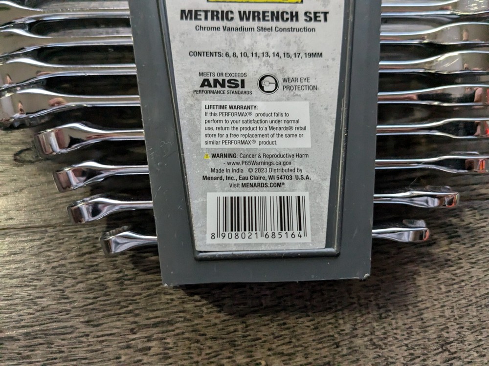 PERFORMAX 9PC Metric Combination Chrome Wrench Set
