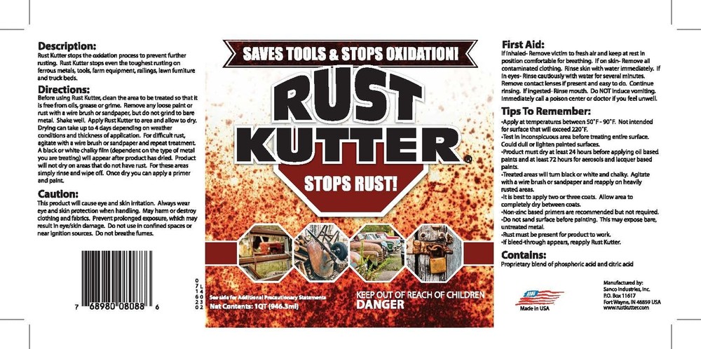 Rust Kutter - Stops Rust and Converts Rust Spots to Leave A Primed Surface Re...