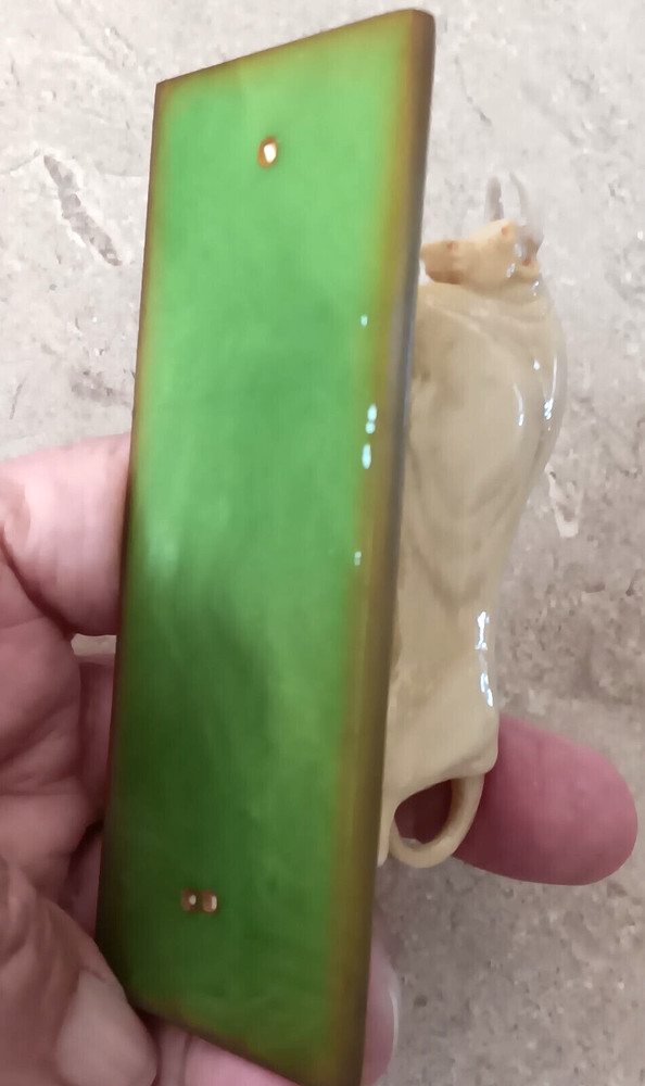 CELLULOID BULL on Green CATALIN Bakelite Base - MCM Plastics
