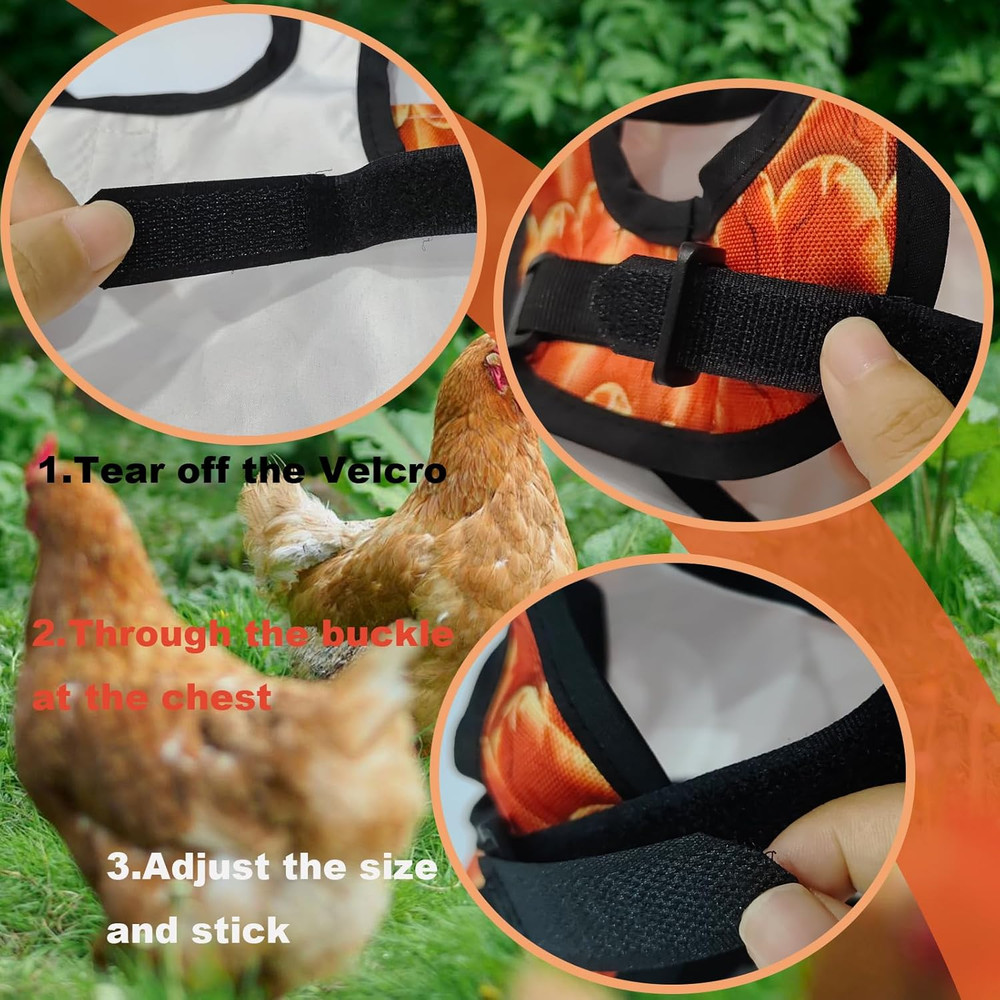 3-Pack Chicken Saddle Hens Adjustable Hen Back Protector Jacket Reusable Wing