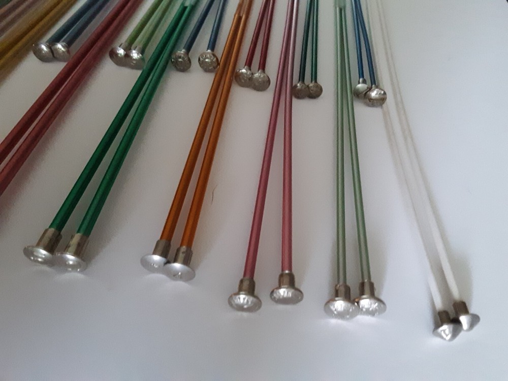 21 Complete Sets Single Point Knitting Needles Boye, Bates, other, 14", 10" KN7