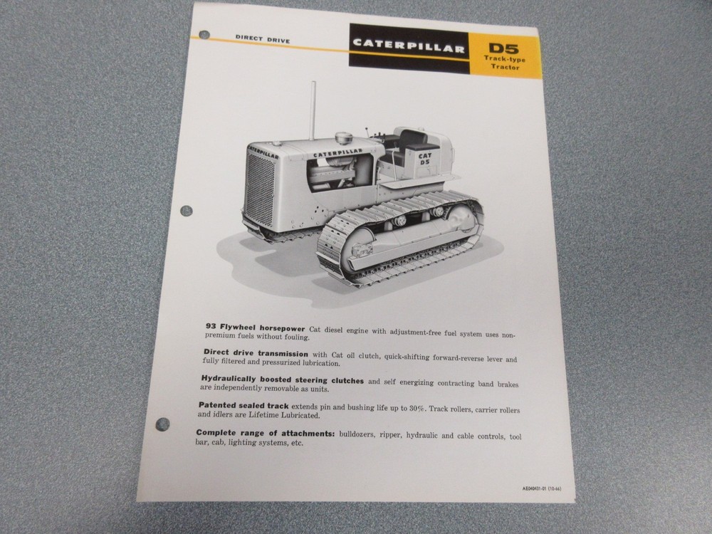 Caterpillar D5 Crawler Tractor Sales Sheet   1966