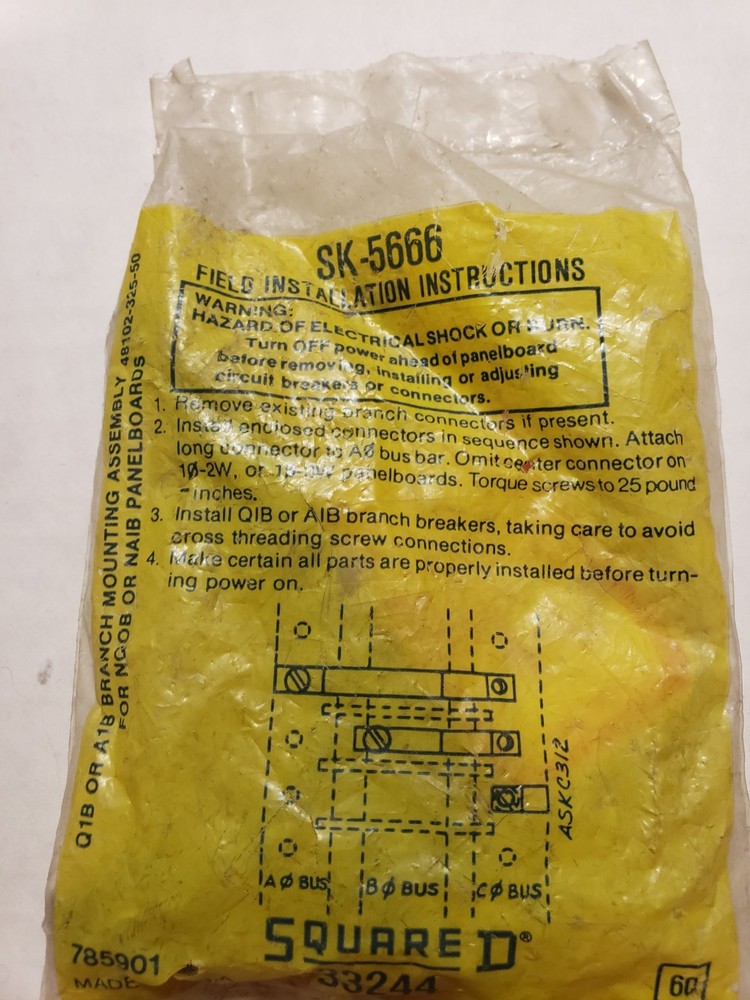 1 Pc Square D SK 5666 240V 3 Pole Panel Board Mounting Kit