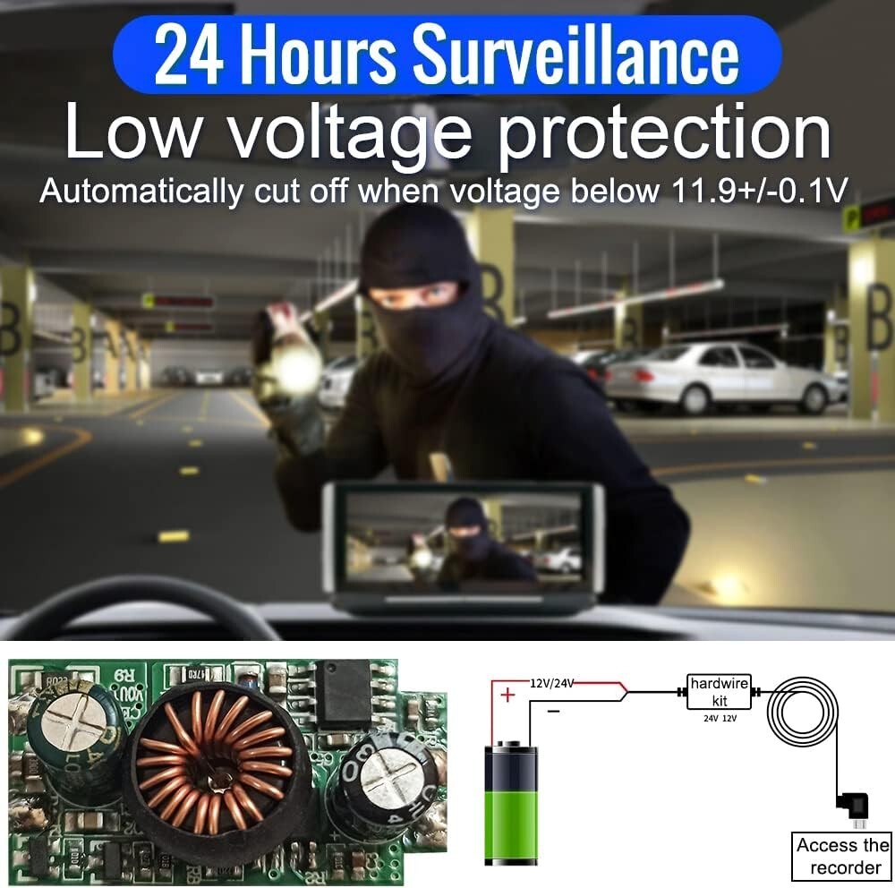 Universal Dash Cam Hardwire Kit Micro/Mini USB Type C 12-24V to 5V for Car DVR
