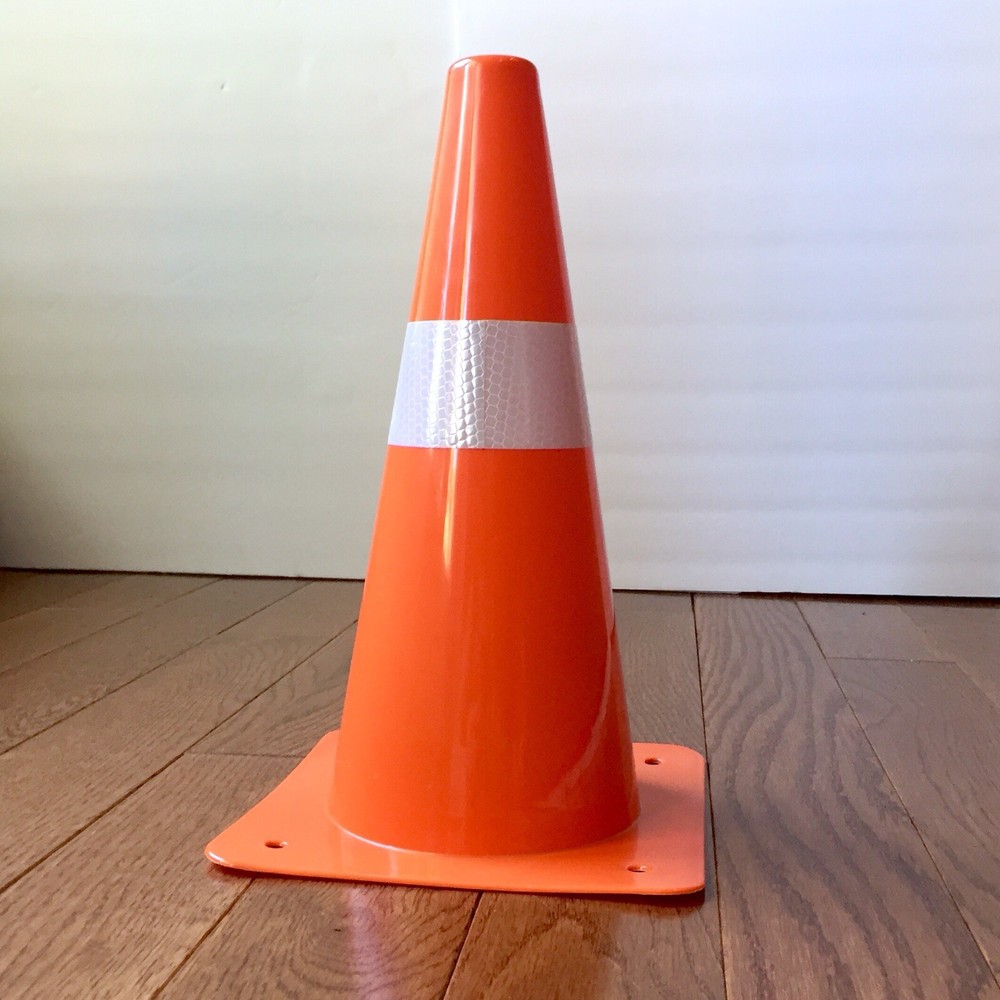 4 Orange Safety Cones Reflective Traffic Sports Night Mountable Stackable Set
