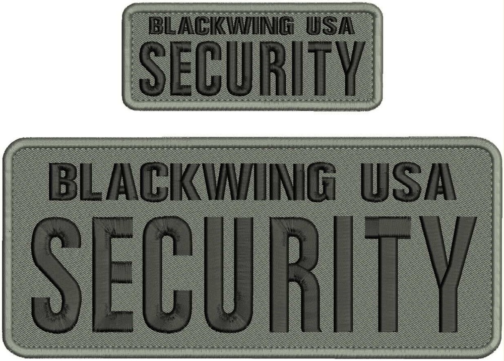 CUSTOM SECURITY EMBROIDERY PATCH 4X10 AND 2X5'' HOOK ON BACK  BLK/GRAY