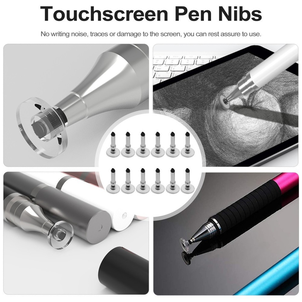 12 Pcs Stylus Touch Screen Replacement Disc Tips Travel Pen Accessory
