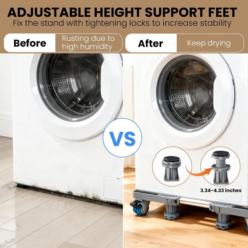 Adjustable Mini Fridge Stand with Locking Wheels - Heavy Duty 660Lbs Capacity