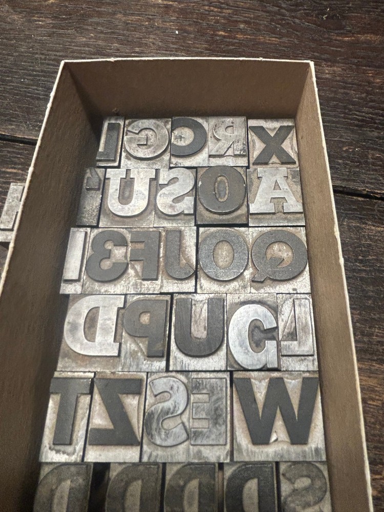 Letterpress lead Font 35 letters