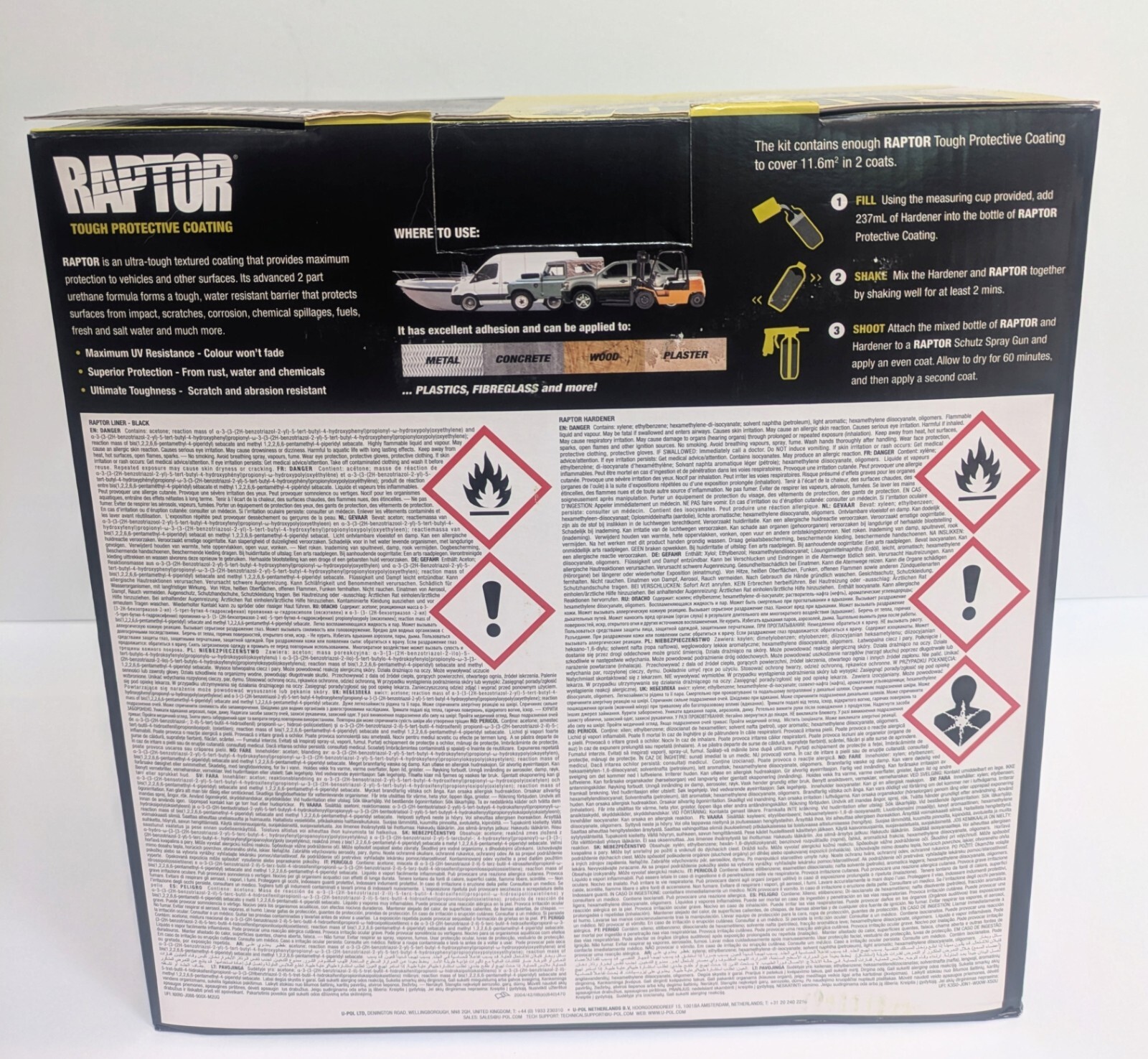 UPOL 0820 Raptor Black Spray-On Truck Bed Liner Kit w/ FREE Spray Gun (1 gallon)