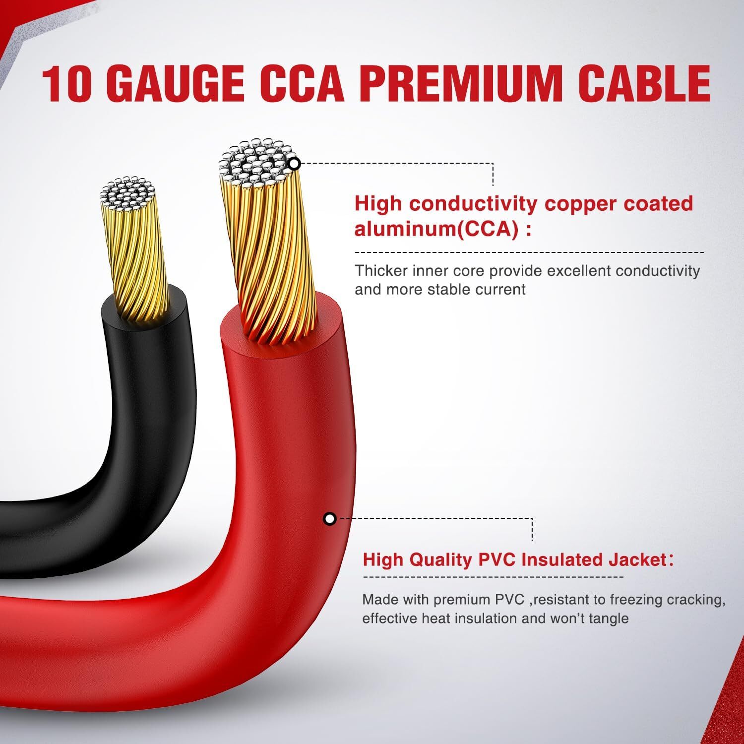 Nilight Jumper Cables for Car Battery 10Gauge 12FT Booster Cable Heavy Duty 200A