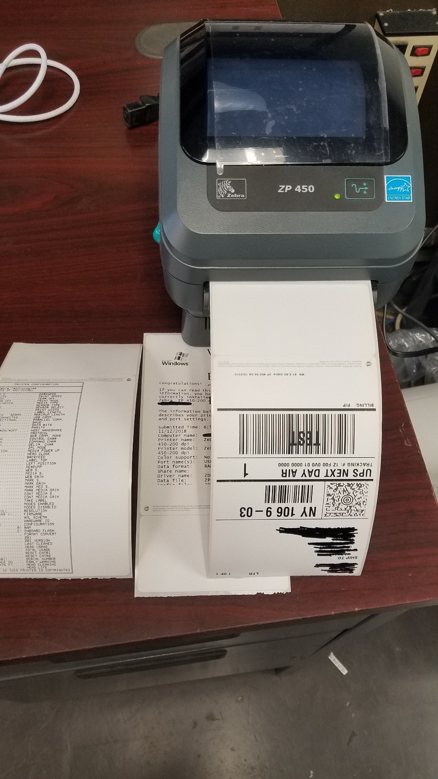 Zebra ZP450 Thermal Label Printer w free Labels & Cable RENEWED