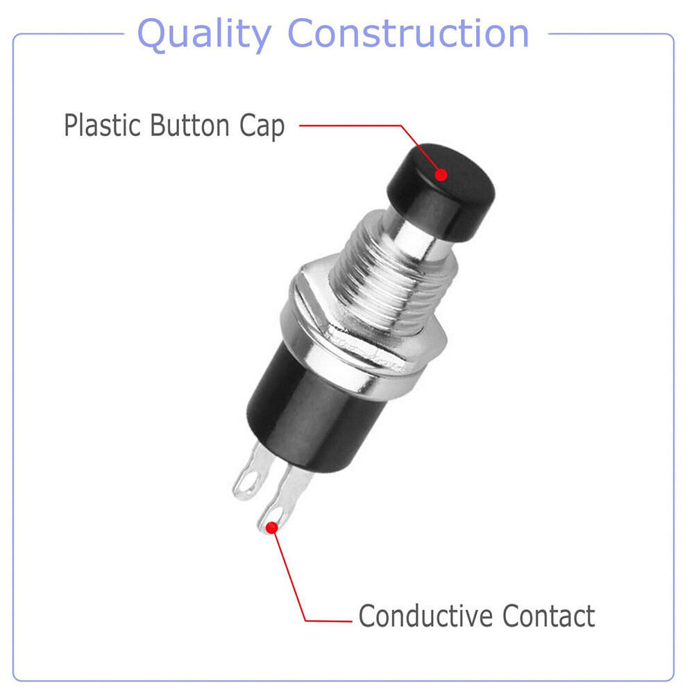 12V SPST Mini Push Button Pre-Wired Momentary N/O OFF-ON Switch Plug US
