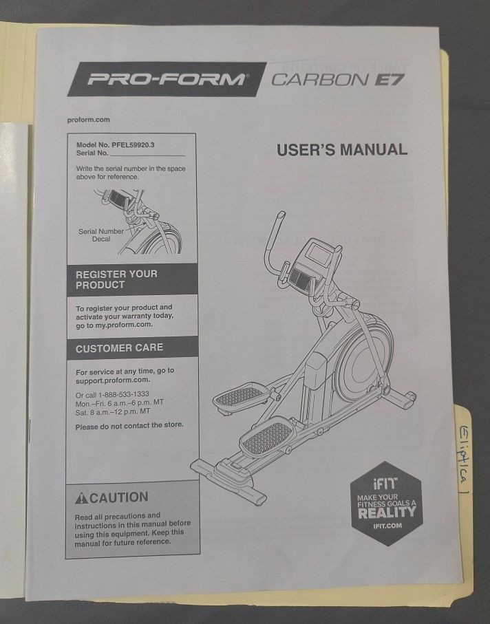 ProForm Carbon E7 Elliptical iFit Compatible Intensity Stride Power Ramp Sturdy