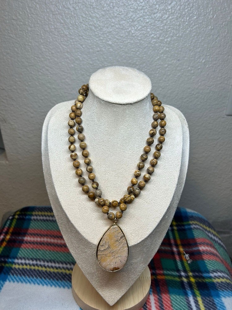 Vintage Native Beaded Jasper Necklace
