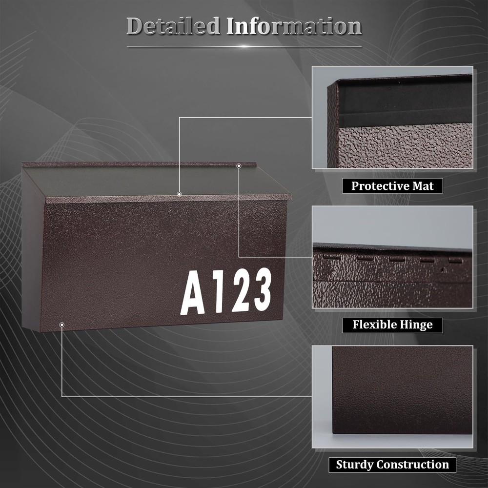 Dalmbox Wall-Mount Mailbox Large for Post Rust-Proof Bronze