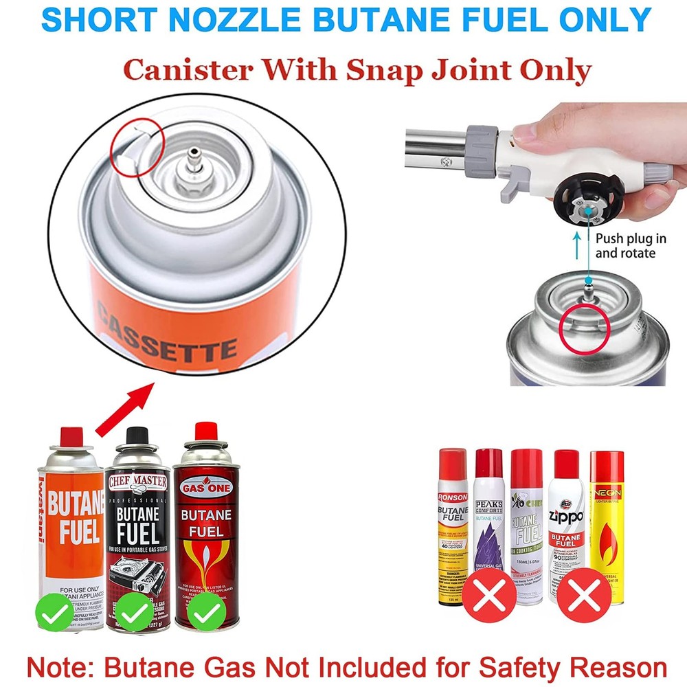 Butane Torch, Reverse Use Culinary Kitchen Blow Lighter with Adjustable Flame...