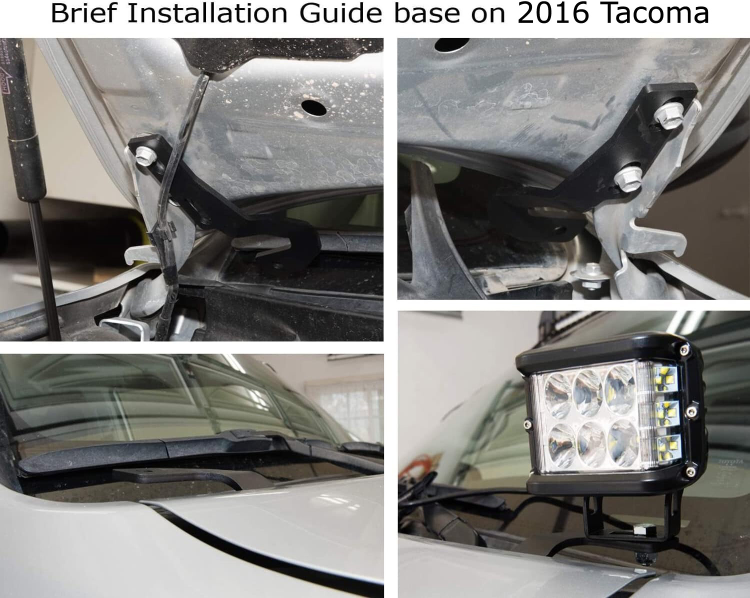 Hood Hinge Mount A-Pillar LED Ditch Light Bracket For Lexus 03-09 GX470 J120 LC