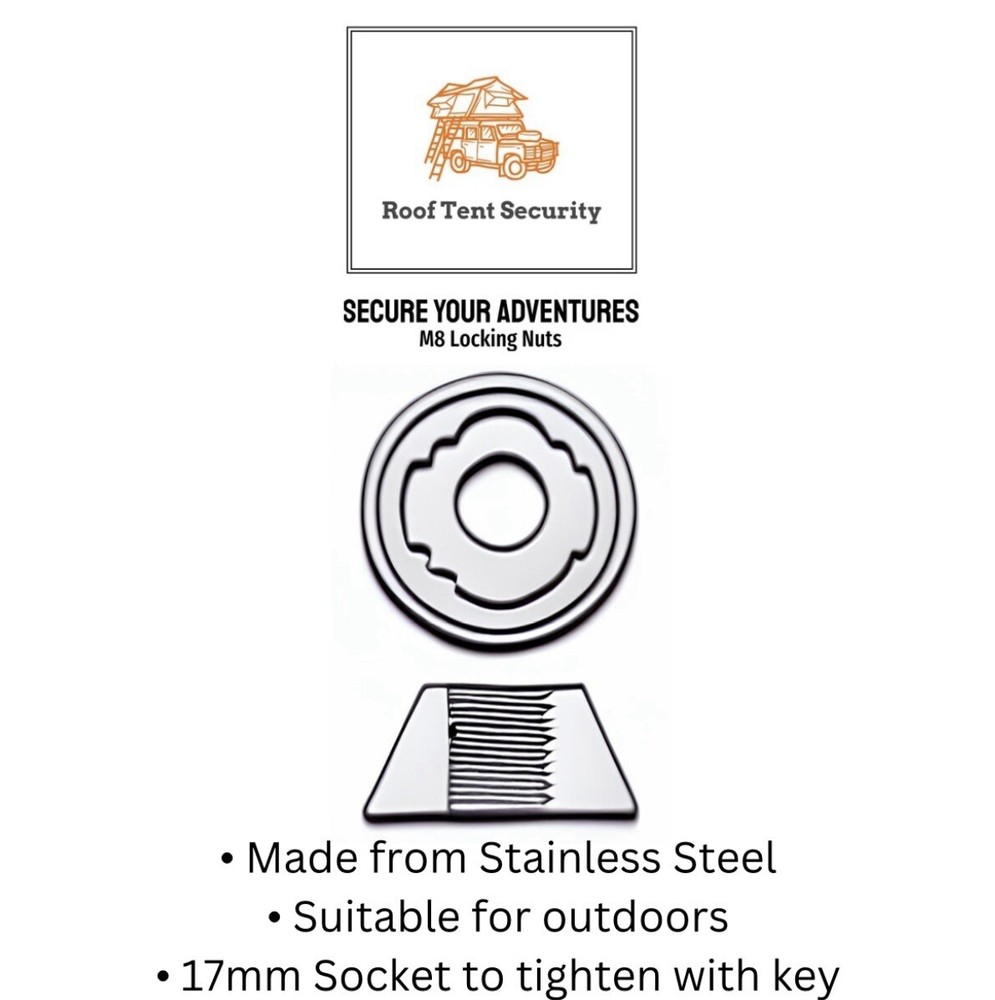 8 x M8 OEX High Security Anti-Theft Security Nuts Tamperproof Locking Nut Set