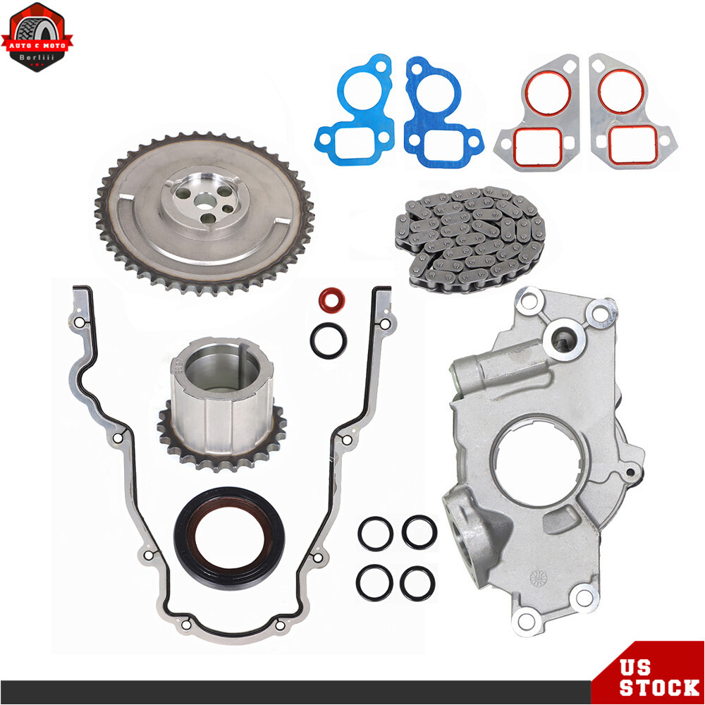 High Oil Pump with Timing Chain + Gasket Kit For GM 4.8L 5.3L 6.0L LS1 LS2 LS3