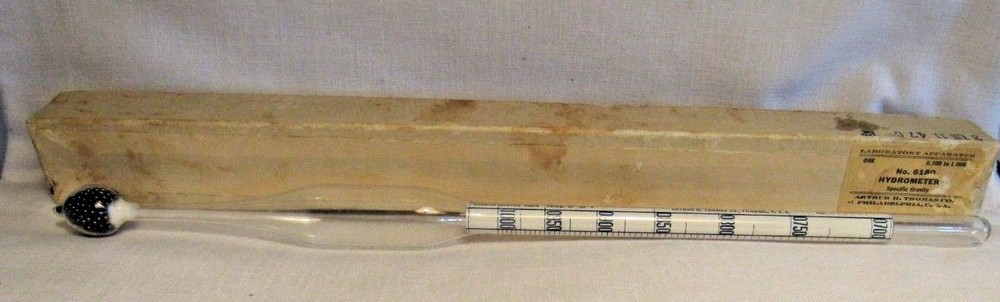 No. 6180 HYDROMETER Specific Gravity Scale, Arthur H.Thomas, Philadelphia, 12.5"