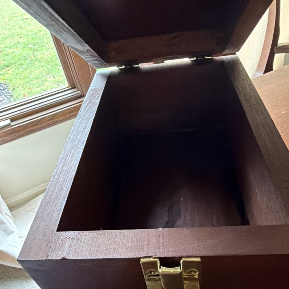 Solid Wood Storage Box w/ Brass Latch | Shoe Care Tool Box Rustic