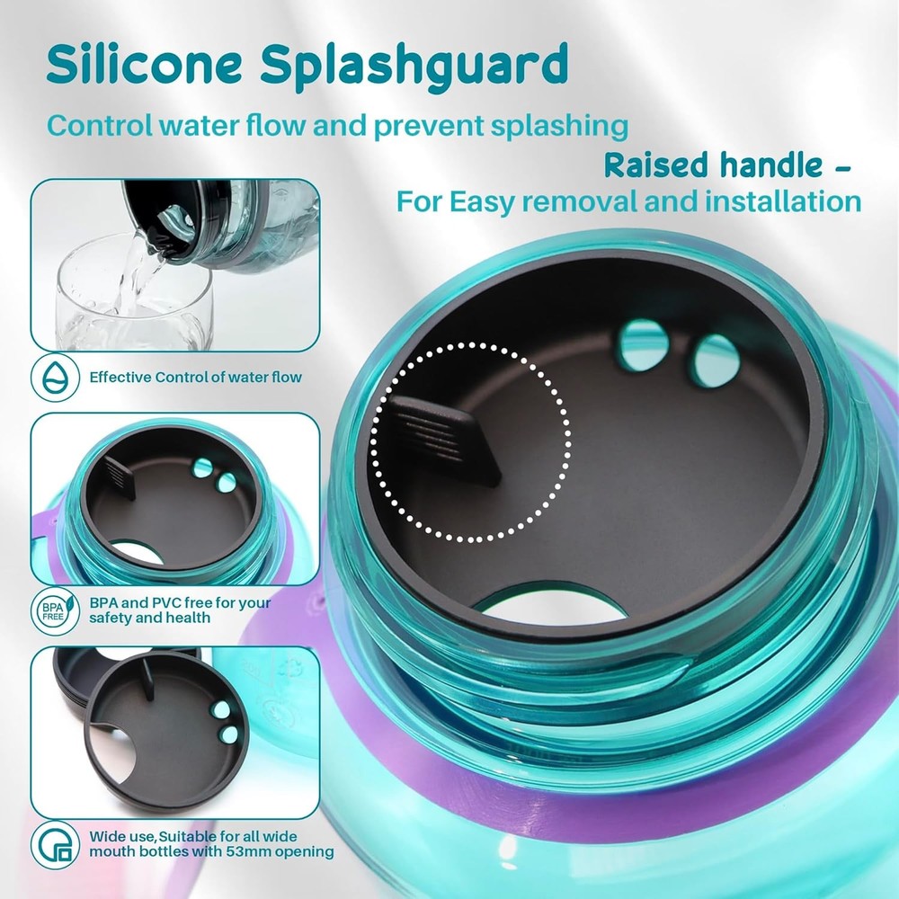 2-Pack Silicone Splashguard for Nalgene, Obsidian Black 2 Pack