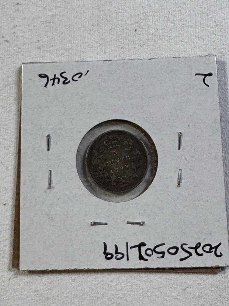 1899 Canada 5 Cents Small Silver Coin