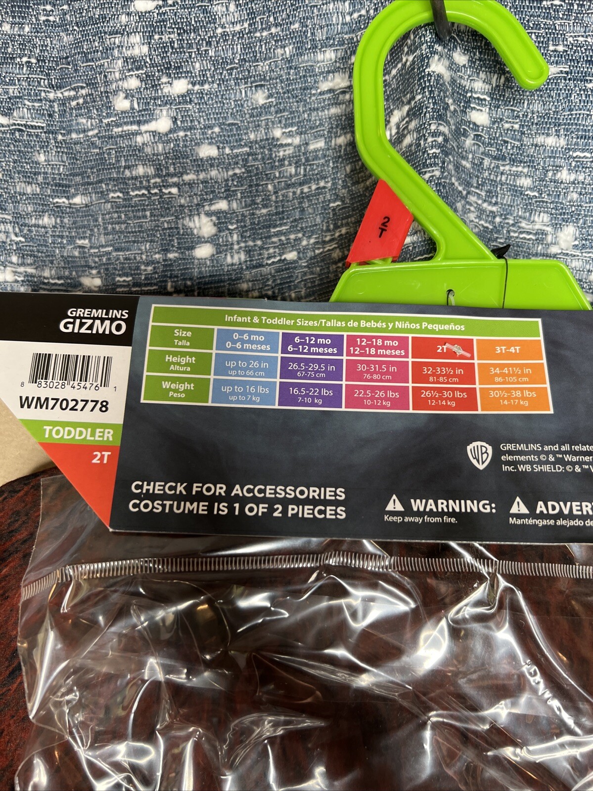 Halloween Gremlins Gizmo Toddler 2T 2-Pc Dress Up Cosplay Pretend Costume