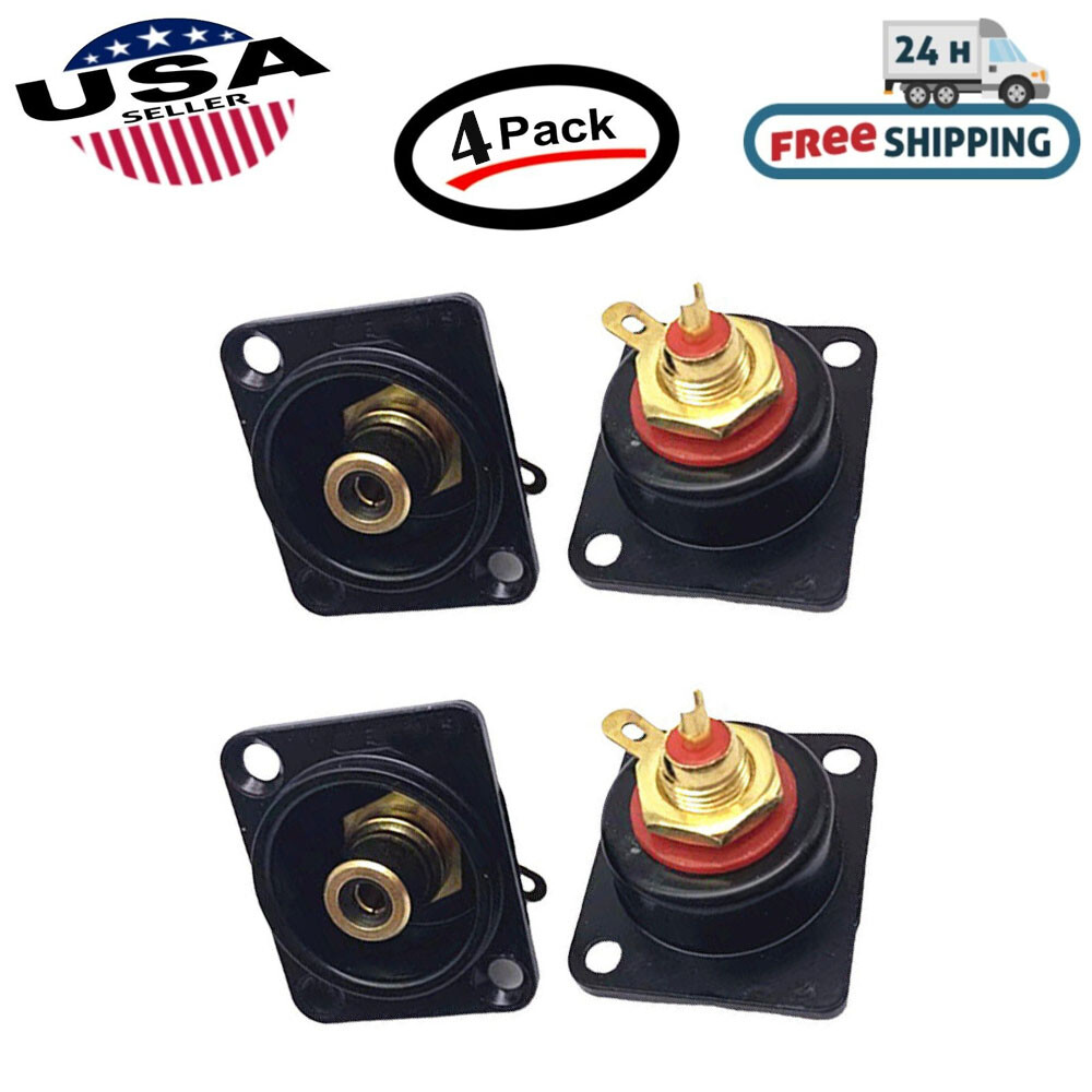4X Black Female RCA Panel Mount Socket Connector Base Plate Welding Base Plated