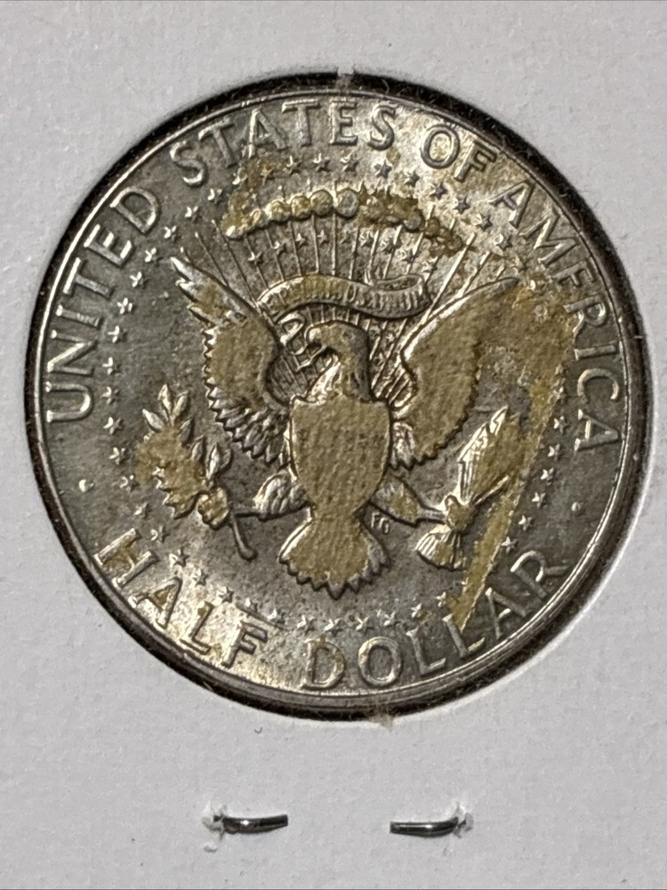 1969-D Kennedy Half Dollar 50c RARE Double Die Reverse Struck Through Error