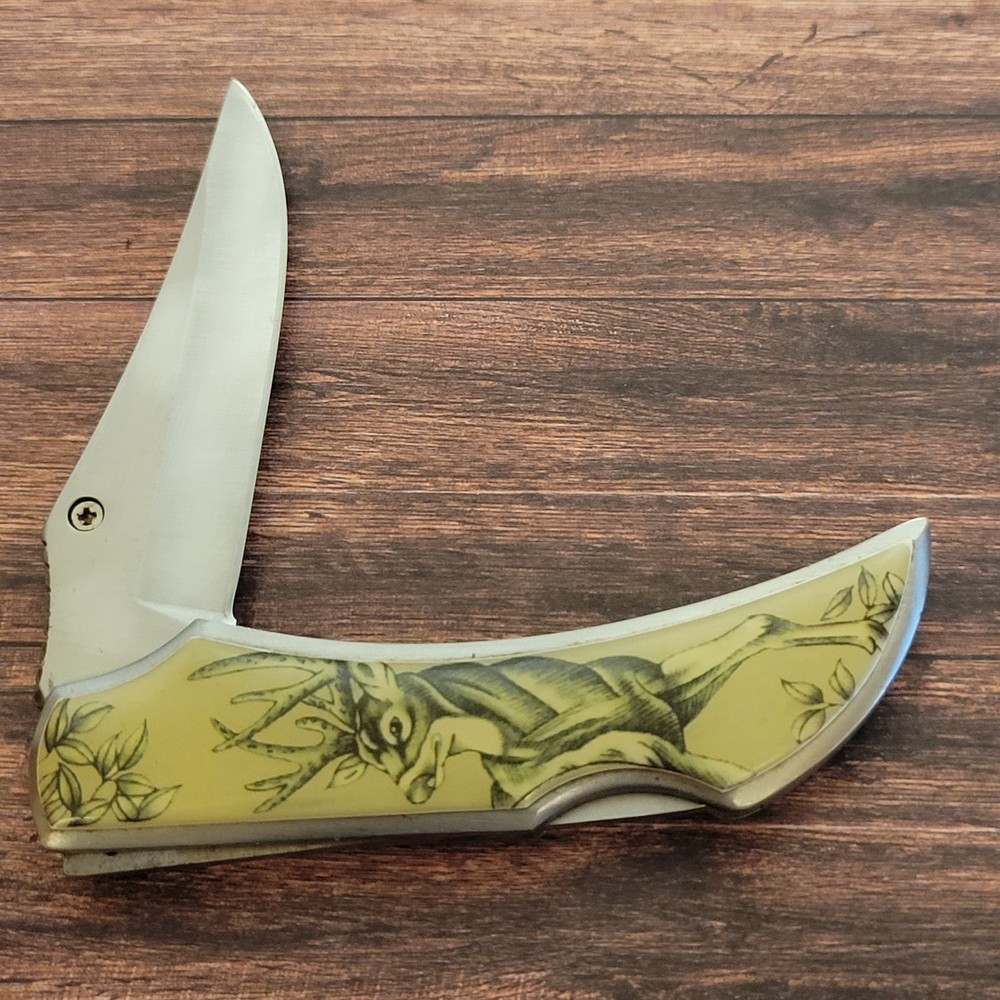 Lockback Folding Pocket Knife W/Deer Picture