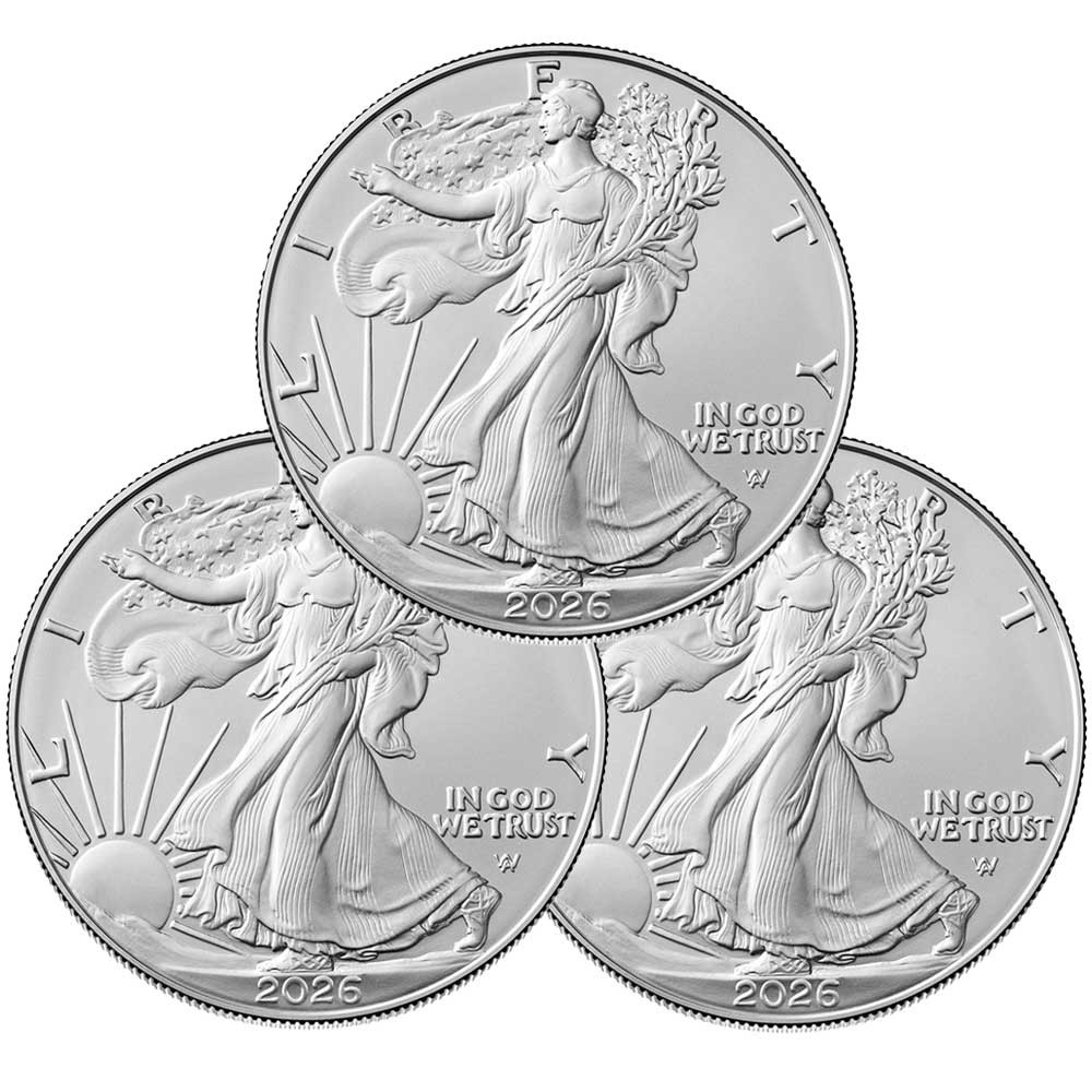 Lot of 3 - 2026 $1 American Silver Eagle 1 oz BU