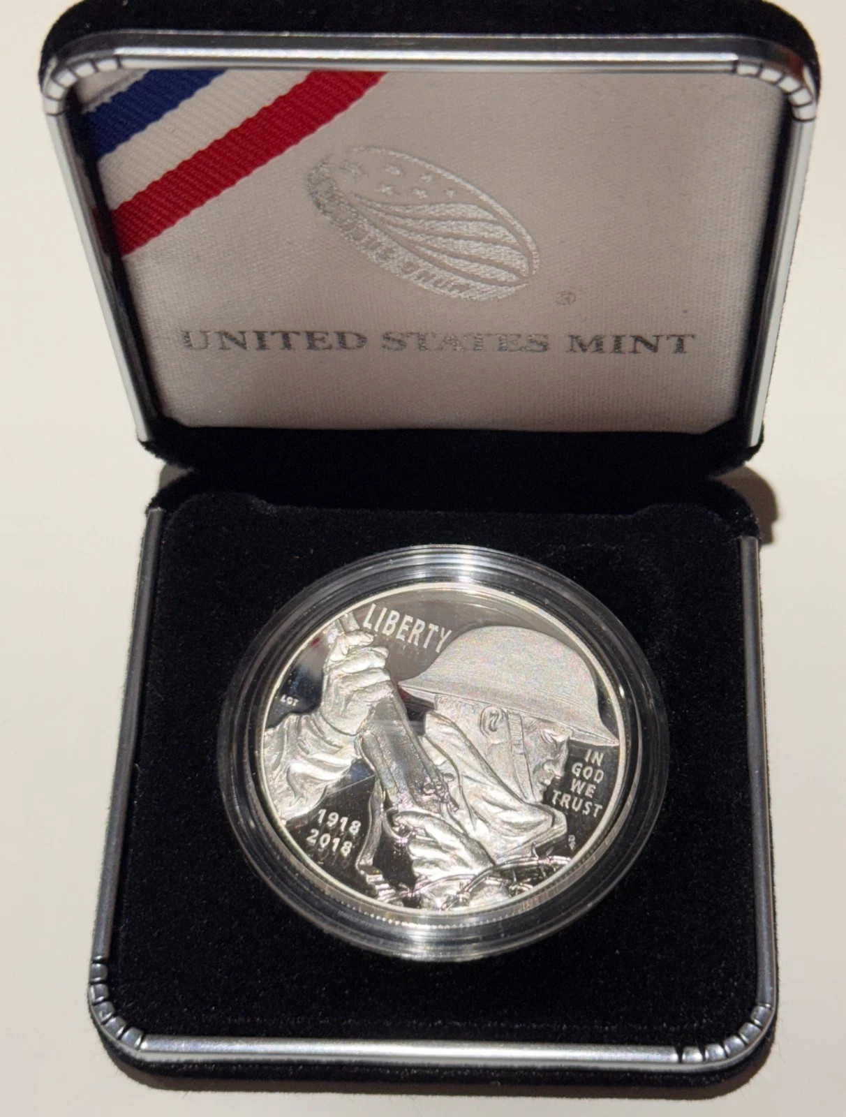 2018 World War 1 Centennial Proof Silver Dollar with US Mint Box & COA Complete