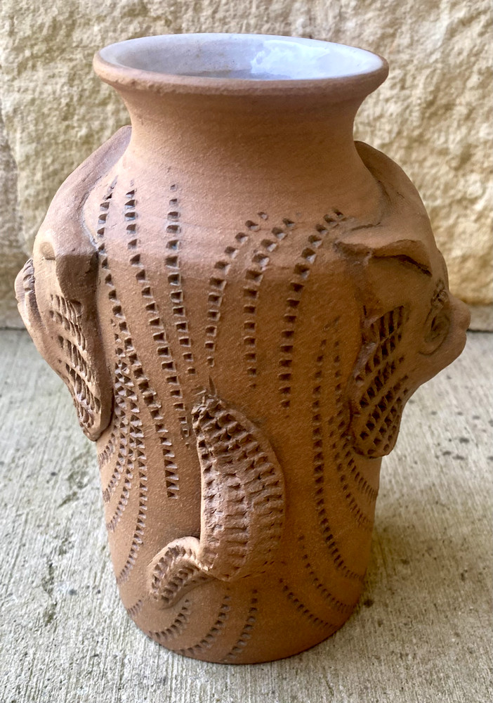 Handmade Ceramic Vase With Cats Signed Fraser Harris 2004