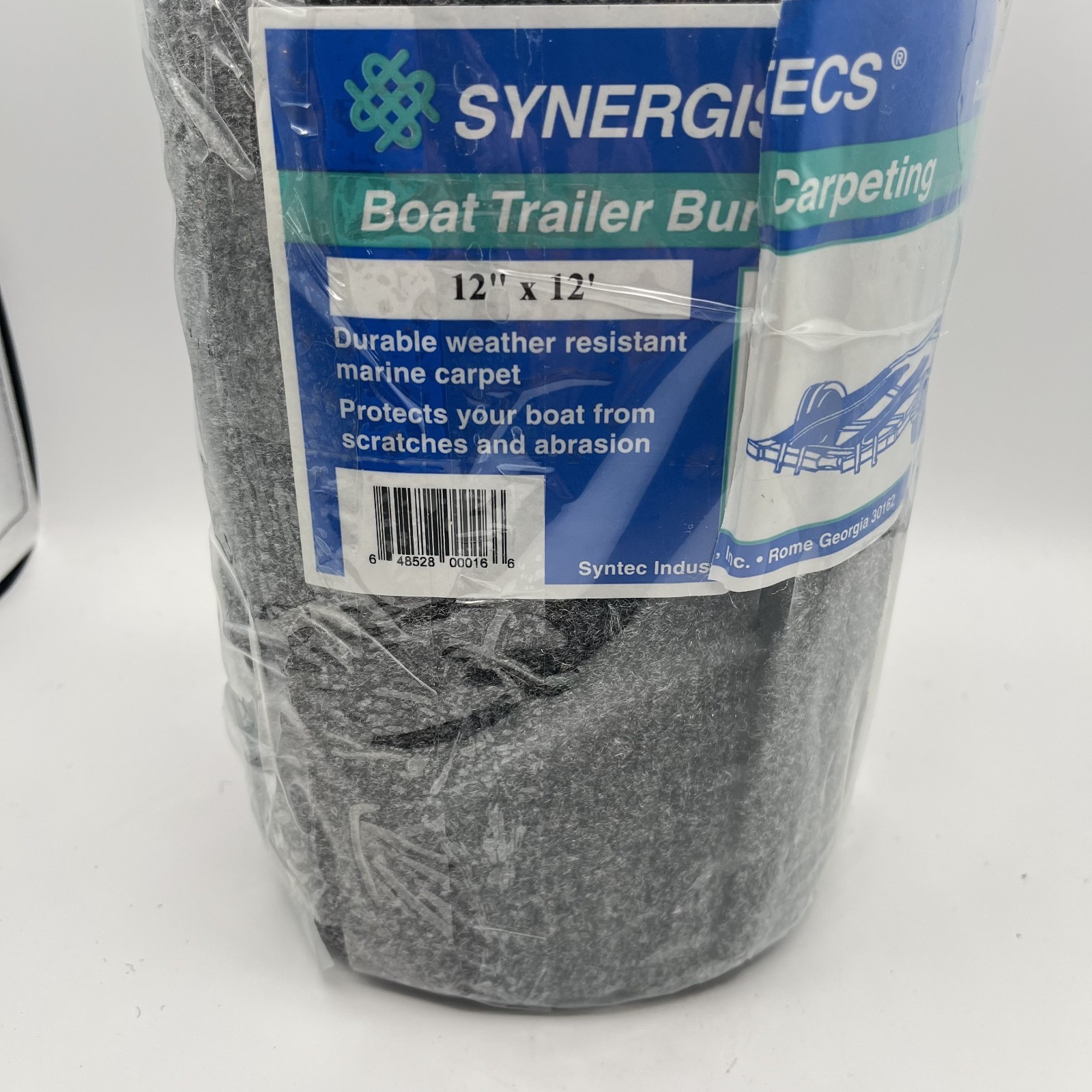 Syntec 12" x 12' Charcoal Trailer Bunk Carpeting for Boat Trailers - 16oz