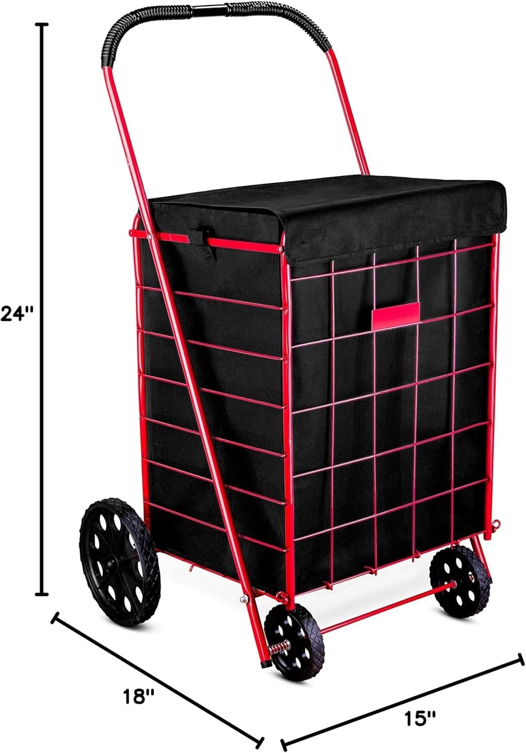 Folding Grocery Basket Cart Shopping Wheel Large Utility Laundry18"X15"X24"BAG