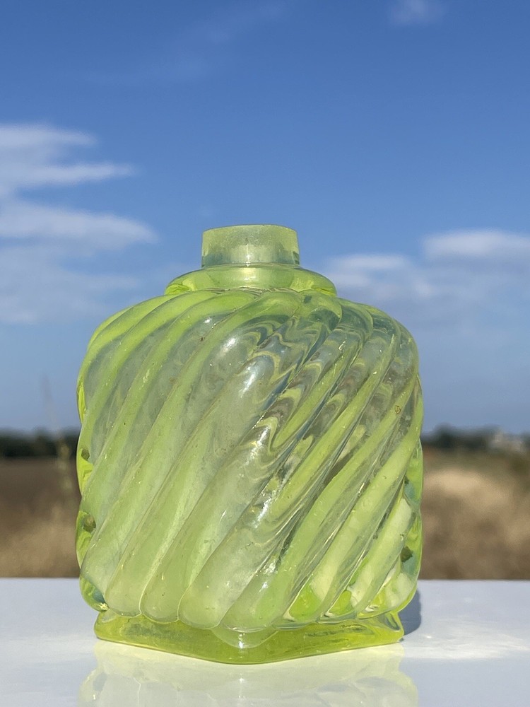 Antique Uranium Vaseline Glass Bottle (Pre-1900s)