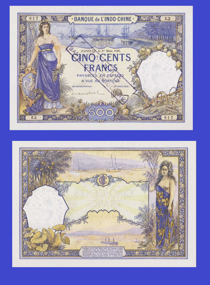 Tahiti 500  francs 1926   - Copy