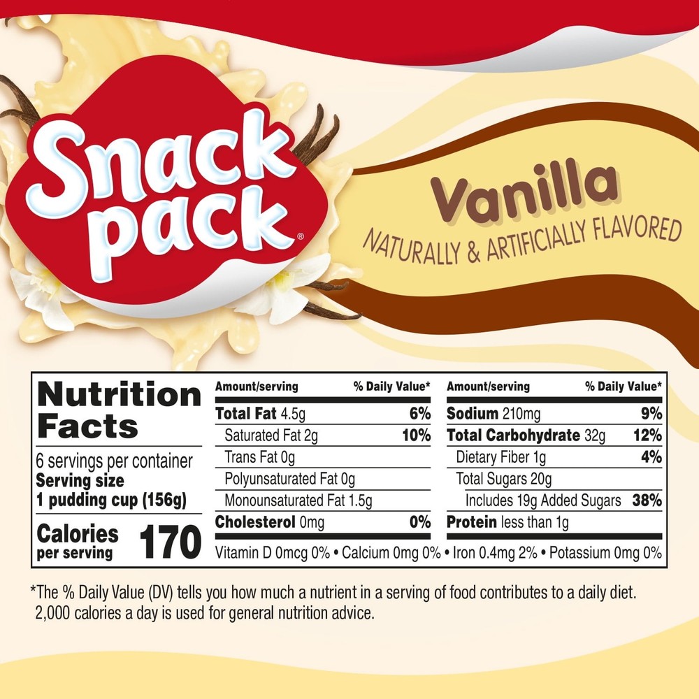 (4 pack) Snack Pack Super Size Vanilla Pudding, 5.5 oz Pudding Cups, 6 Count