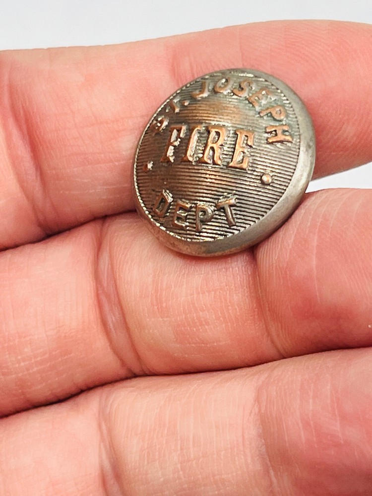 Antique St Joseph MO Fire Department FD Uniform Hat Jacket Button