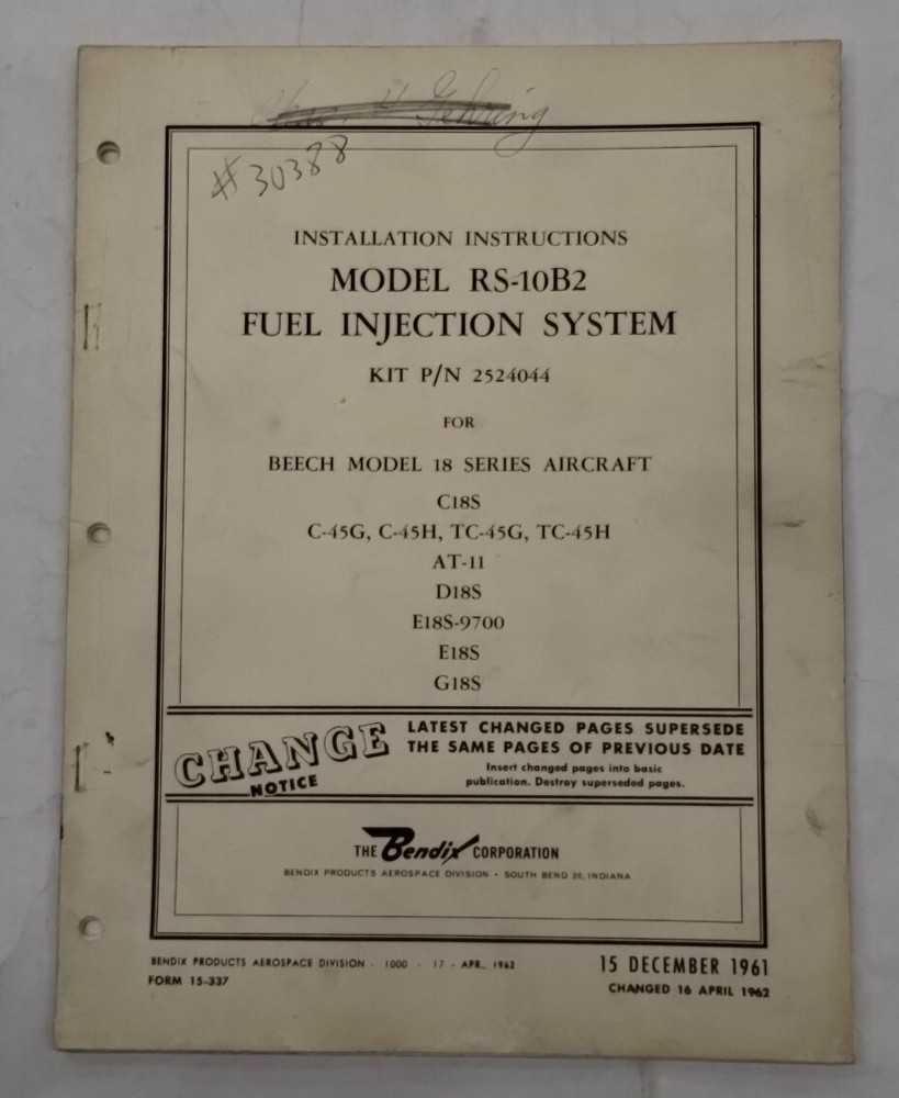 Bendix Model RS-10B2 Fuel Injection System Installation Instructions-Original