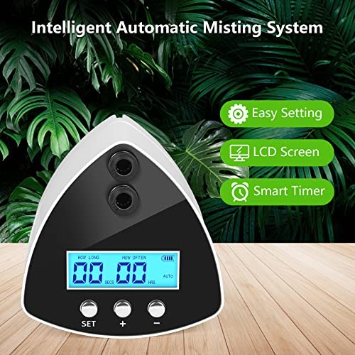 Reptile Misting System | Automatic Humidifier with 2 Nozzles, LCD Screen &