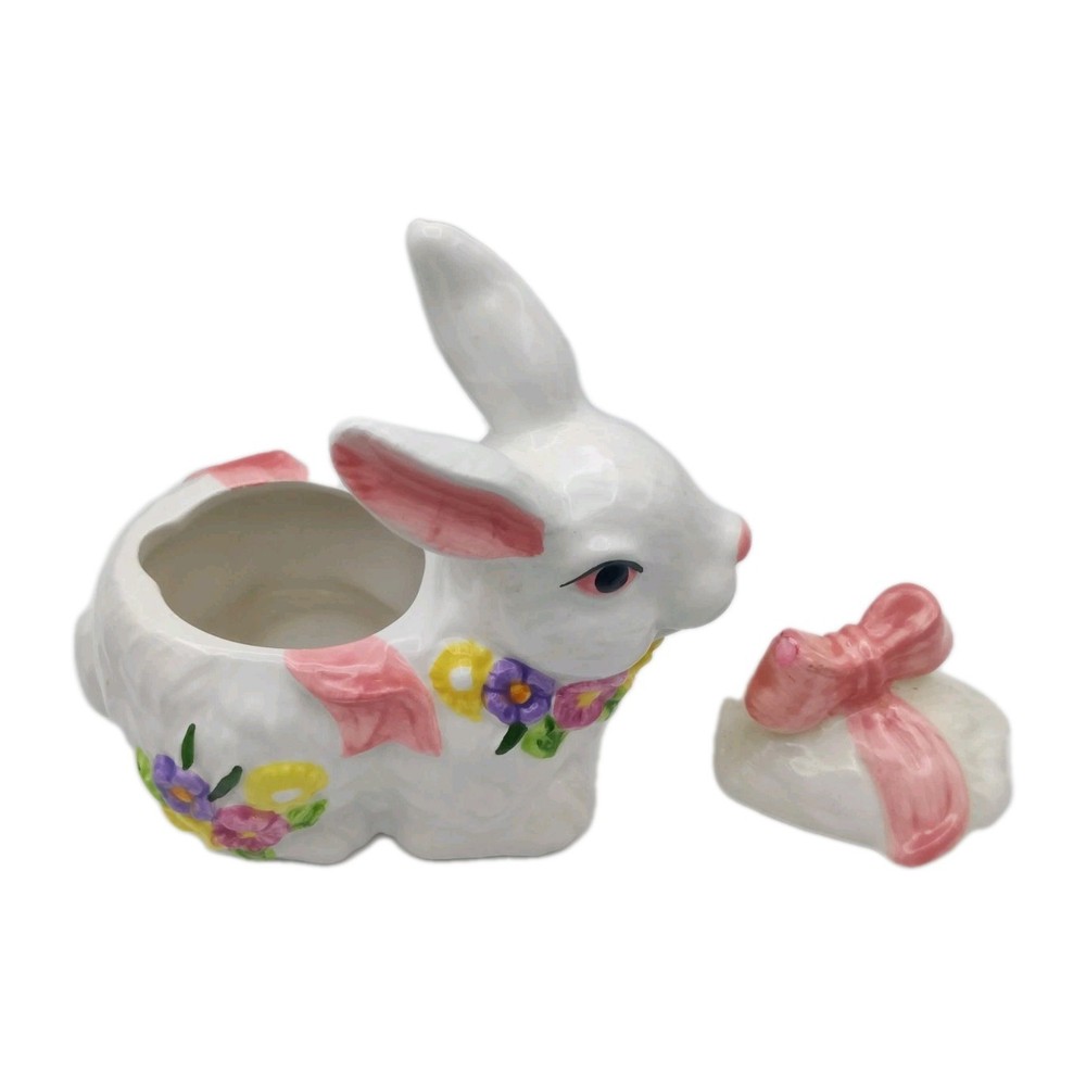 VTG Easter Spring Rabbit Bunny Sugar w Lid NO Spoon READ!!