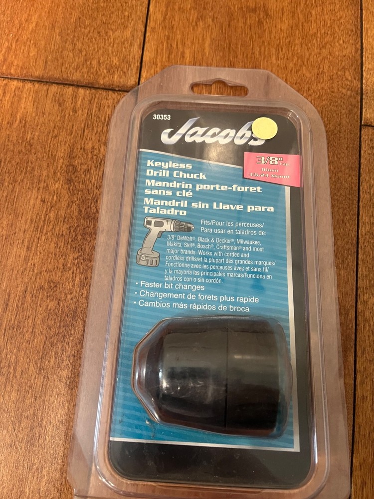 Jacobs Keyless Drill Chuck 3/8" 30353 w 3/8-24 threaded mount