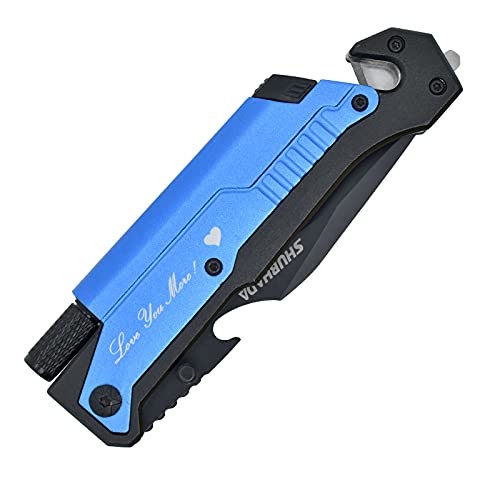 Father's Gift Folding Pocket Knives Multi Function Emergency Tool Knives Blue