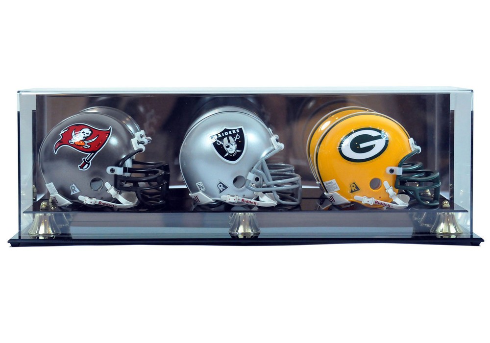 DELUXE TRIPLE MINI HELMET WALL MOUNTABLE DISPLAY